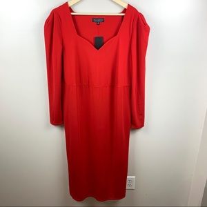 NWT gorgeous Eloquii red Puff Shoulder Midi Dress for special occasions, 18
